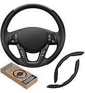 GSPSCN Universal Car Carbon Fiber Steering Wheel Cover Anti-Skid,Butterfly Steering Wheel Cover,N...