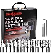 ANGELSWORD HSS Annular Cutter Set 14 Pcs, High Speed Steel, Cutting Depth 1" Cutting Diameter 7/1...