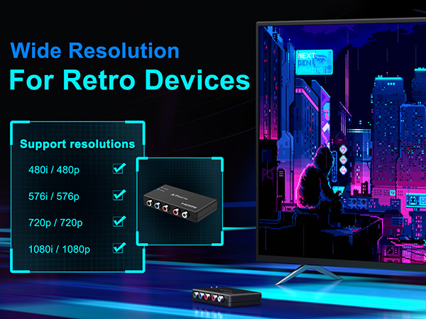 Portta Component to HDMI Converter with HDMI Cable