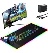 Mouse Pad with Wireless Charger Foldable Phone Holder, XXL RGB Gaming Mousepad 31.5"x15.8" Large ...