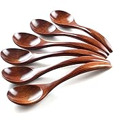 Korean Wooden Spoon, IQCWOOD 6-Piece Wooden Spoons, 7 inch Handmade Natural Asian Wooden Spoons f...