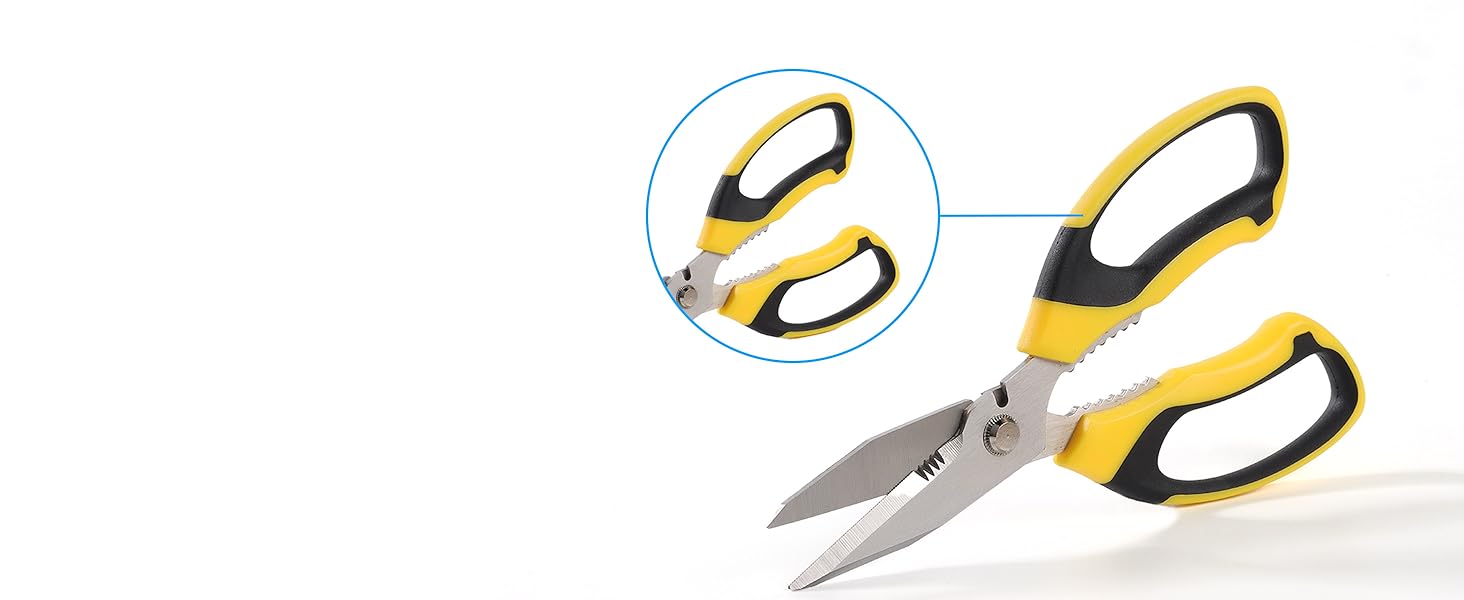 8 inch utility heavy duty scissors Ergonomic comfort grip handle for both right and left-handed user