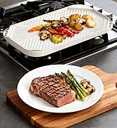 Griddle Grill Pan Reversible Griddle Pan for Stove Top Rectangular Baking Flat Ribbed Griddle Plate