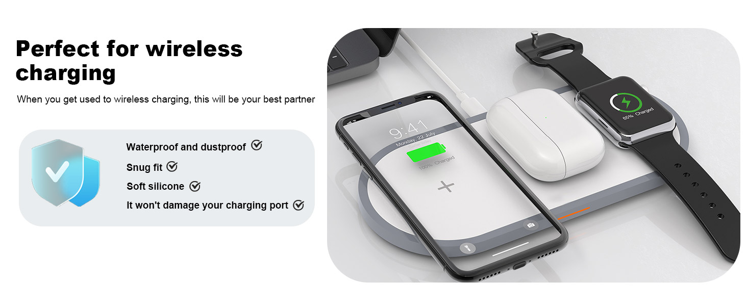 VIWIEU USB-C Port Plug Wireless Charging Friendly