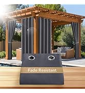 NICETOWN Fade Resistant Outdoor Curtains for Patio, Grade 4 Color Fastness Fade-Proof Waterproof ...