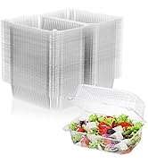 Peohud 100 Pieces Plastic Hinged Food Containers, Clear Clamshell Takeout Tray, Disposable To Go ...