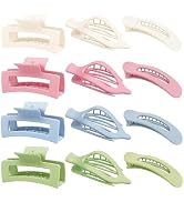 Flat Hair Clips for Women 12 Pack, Large Matte Square Claw Clips, Flat Hair Accessories, Side Sli...