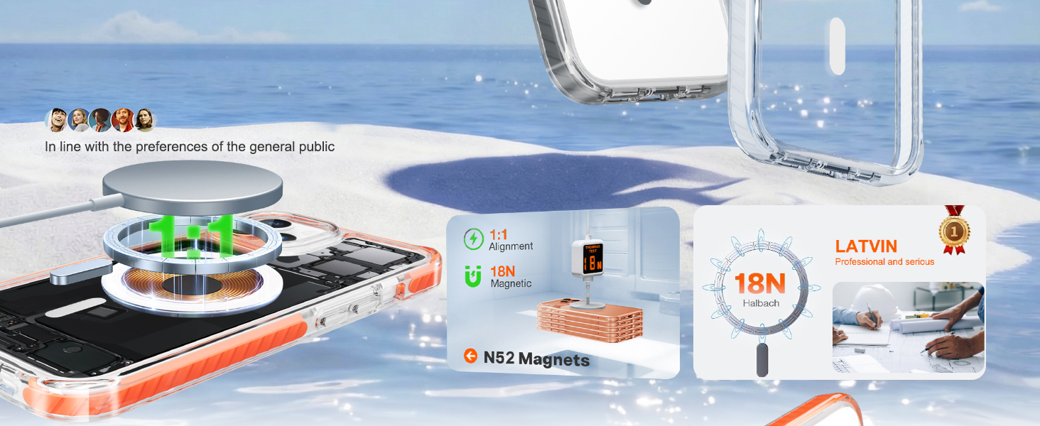 Clear Case, Magnetic Phone Cover, Compatible with MagSafe