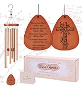 LIRAVENO Christian Gifts for Women - Spanish Religious Windchimes with Card Indoor Outdoor Garden...