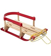 Superio Children Wooden Sled, Snow Sled for Toddlers, Kids Sleigh with Pull Ropes and Cushion, Ba...