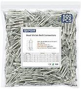 500 Pcs Clear Heat Shrink Butt Connectors, 26-24 AWG Marine Grade Insulated Crimp Wire Connectors...