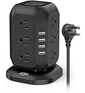 Power Strip Tower with USB Ports-AiJoy Surge Protector with 12 AC Outlet and 4 USB Ports, 10 FT E...