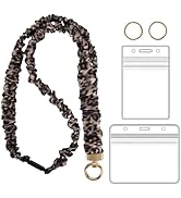 YAVVOZH Breakaway Scrunchie Lanyard with Id Holder, Stretchy Teacher Lanyards for Id Badges Keys,...