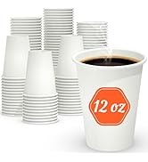 Dealusy 100 Count 12 oz Coffee Cups, Leak-Free Food Safe Paper Cups 12 oz, Disposable 12oz White ...