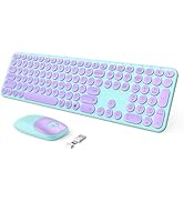 seenda Wireless Keyboard and Mouse, USB & Type C 2-in-1 Receiver, Full Size Purple Wireless Keybo...