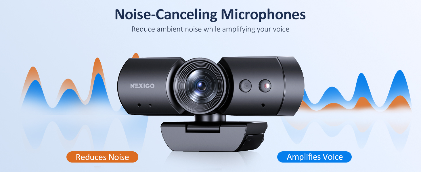 The webcam&amp;#39;s microphone can reduce noise and deliver clear sound.