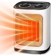 Kismile Portable Electric Space Heater, Small Ceramic Heater Fan with Thermostat, Tip-Over and Ov...
