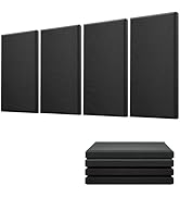 Moukey Acoustic Panels 4 PCS, 2.4“ Thick Fiberglass Soundproof Wall Panels 24''x12'', Self-adhesi...