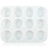 SHEbaking Silicone Muffin Pan Regular 12 Cups Muffin Tin for Muffin and Cupcakes, Non-stick Bakew...