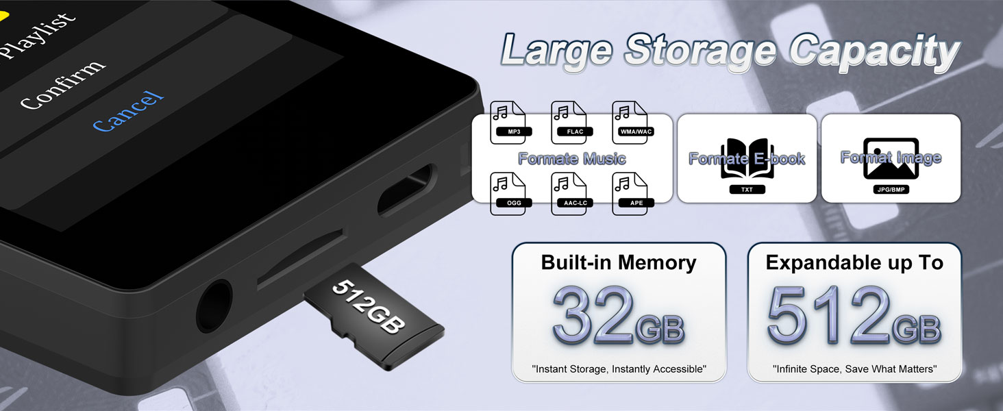 mp3 player with speaker, usb mp3 player, mp3 player no wifi, offline music player