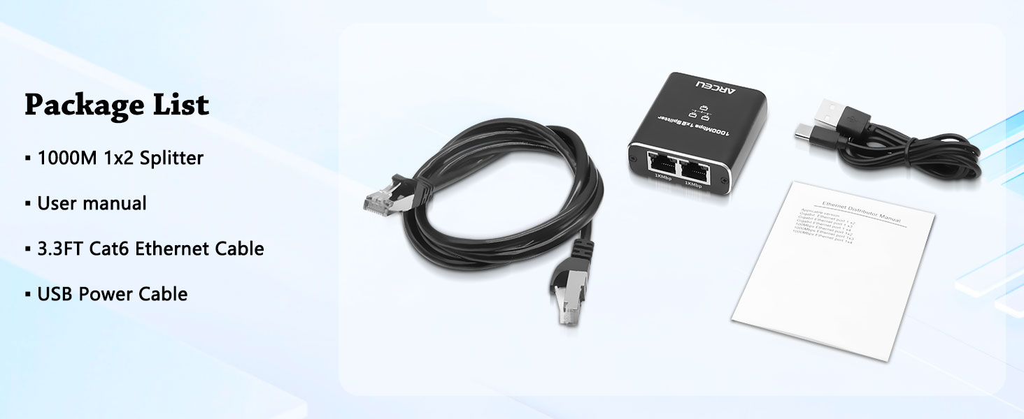 Gigabit Ethernet Splitter 1 to 2