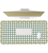 Cute Green Scalloped Desk Mat Checkered Large Mouse Pad Vintage Farmhouse-Inspired Rustic Cottage...