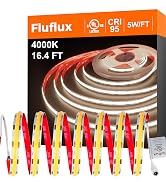 FluFlux Candlelight COB LED Strip Lights 2400K, 5W/FT, 32.8FT 24V LED Tape Light with 3M VHB Backing