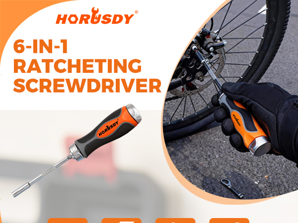 HORUSDY 6-in-1 Ratcheting Screwdriver Set