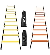 GHB Pro Agility Ladder 2 Pack Agility Training Ladder Speed 12 Rung 20ft with Carrying Bag (Yello...