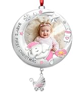 Baby's First Christmas 2025 Photo Frame Ornament, Personalized 1st Christmas Metal Keepsake Baby ...