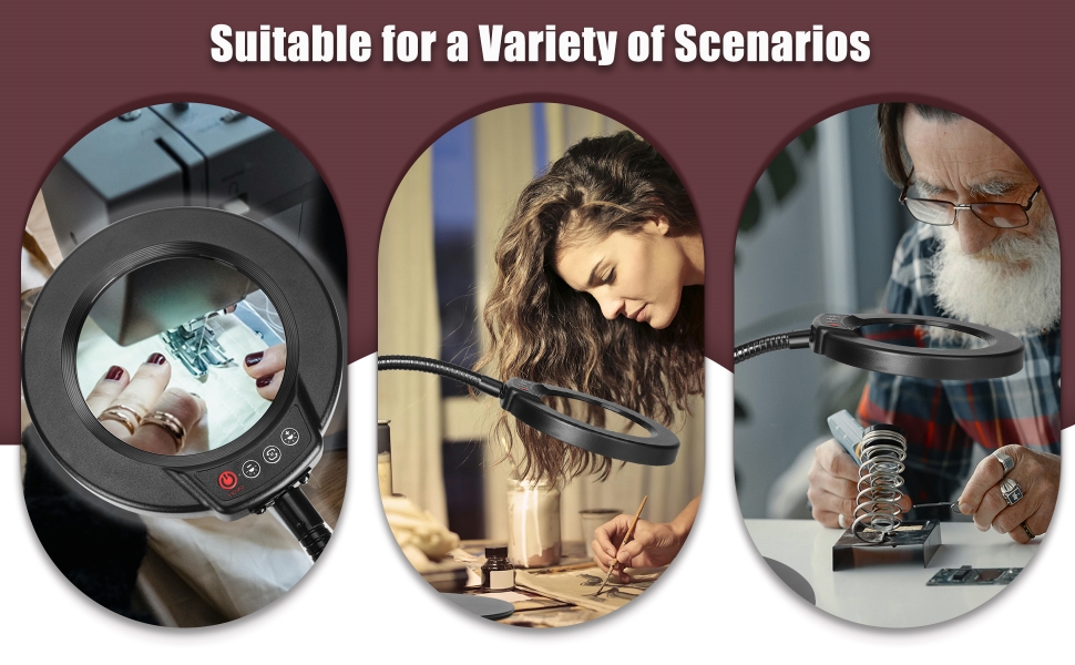 A magnifying glass lamp suitable for many scenarios