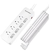 10ft Surge Protector Power Strip - 4 Oulets Wall Mountable Power Strip with Individual Switch, 14...