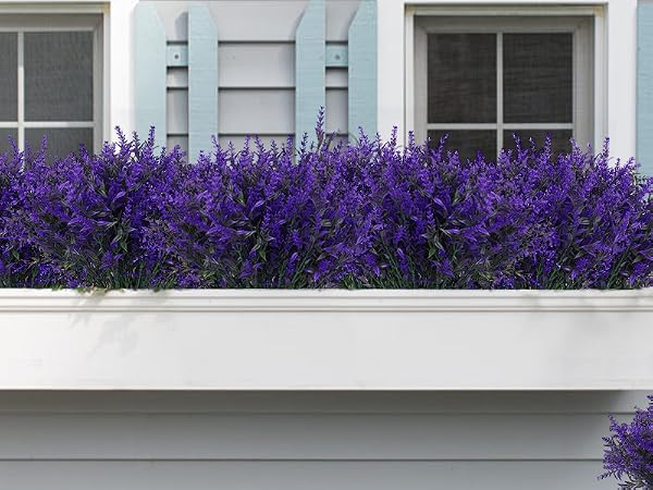 Artificial Fake Flowers, Faux Outdoor Plastic Plants UV Resistant Shrubs Outside Indoor Decorations