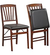 Giantex Folding Dining Chairs Set of 2, Foldable Wood Kitchen Chairs with Padded Seat, Solid Wood...
