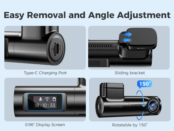 Type-C Charging Port, Sliding bracket, 0.96" Display Screen, Rotatable by 150°.