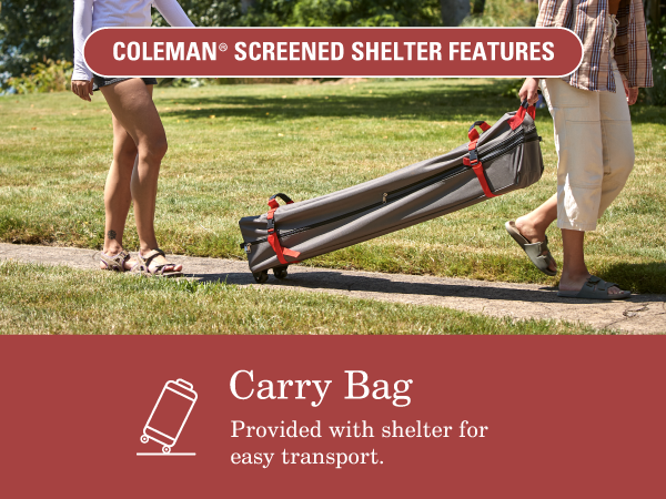 carry bag storage transport compact easy tent hike game sports tailgate shelter screened roll wheels