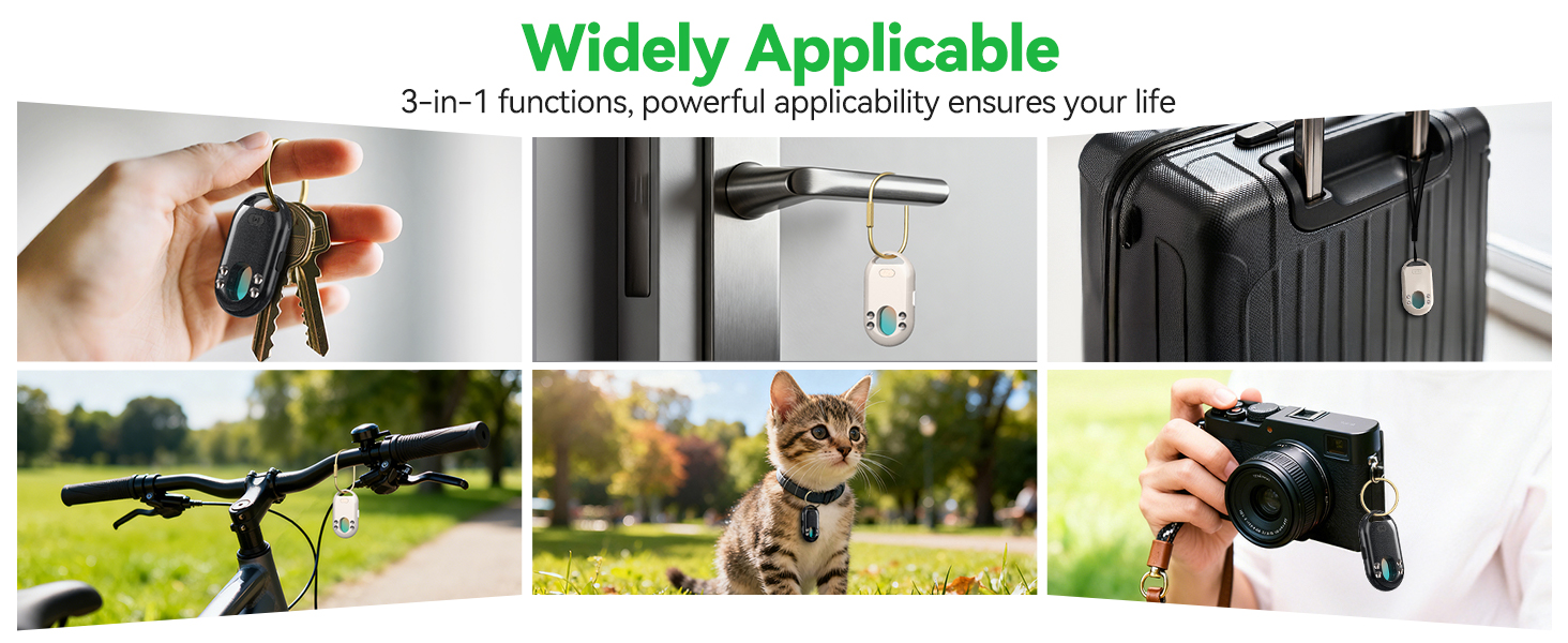 The tracker suits multiple uses: keys, wallet, pets, and backpacks.