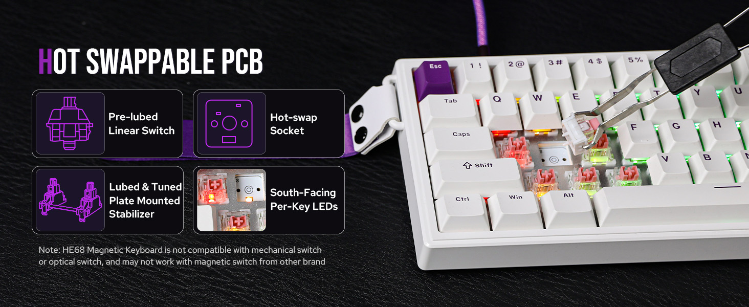 HE68 Wired Magnetic Gaming Keyboard