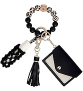 BIHRTC Silicone Key Ring Bracelets Wristlet Keychain Wallet with Net Chapstick Holder for Women