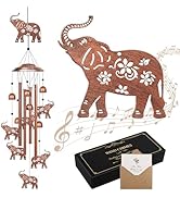 YHmall Elephant Wind Chimes for Outside, 35" Elephant Gifts for Women Men Metal Elephants Decor W...