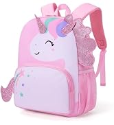 mommore Kids Backpack Preschool Kindergarten Backpack for Girls 4-6 Pink Unicorn Girl Bookbag 15”...