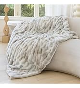 Luxurious Faux Fur Stretch Blanket with Elastic Ruched Design, Dual-Sided with Plush Faux Fur and...