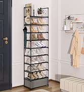 shoe rack with hook and bins