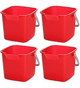 Peohud 4 Pack Sanitizing Buckets, 3 Quart Small Cleaning Pail, Square Detergent Bucket with Spout...