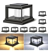 FOLKSMATE Solar Post Cap Lights 8 Pack, 2 Lighting Modes Cool/Warm White Outdoor Solar Powered, W...