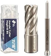 Tech Hyren 1-Piece 11/16 Annular Cutter, 3/4" Weldon Shank Magnetic Drill Bit, 1" Cutting Depth M...