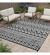 RURALITY Outdoor Rugs 8'x10' Waterproof for Patios Clearance,Plastic Straw Mats for Backyard,Porc...