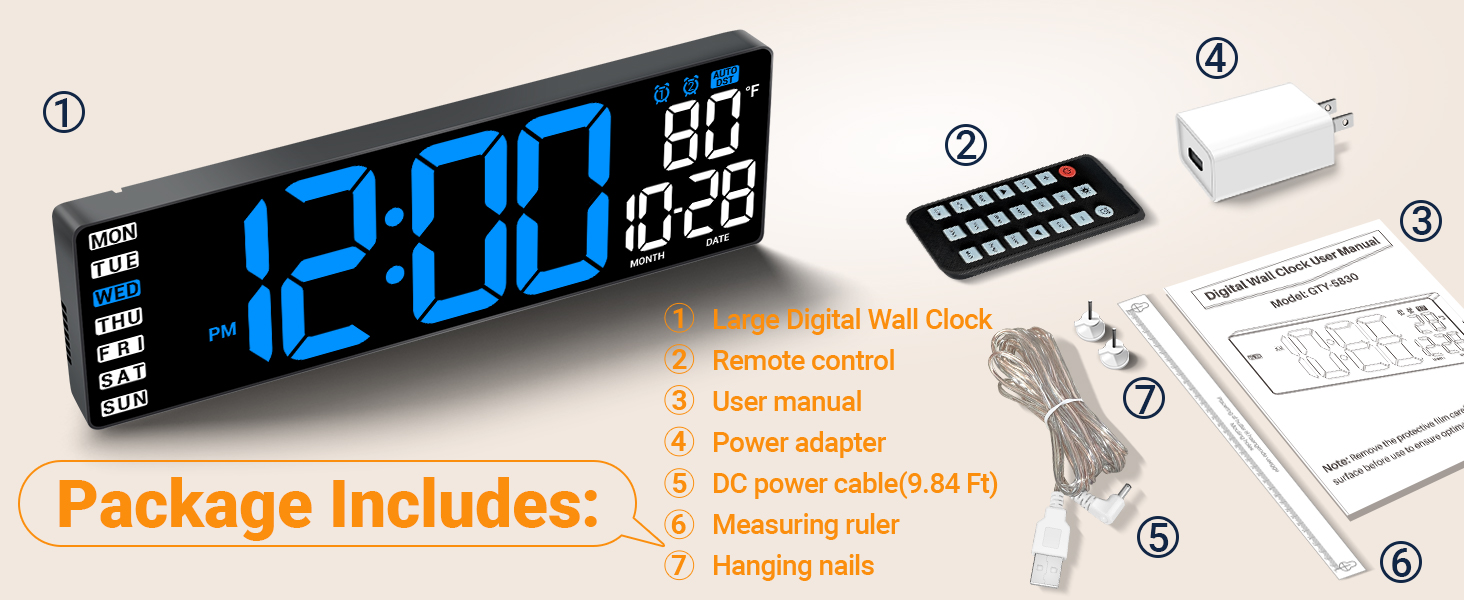 Large Digital Wall Clock