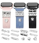 JR.DM 13 Pieces Sliver Watch Band Charms with 10-Pcs Decorative Rings Loops &amp; 3-Pcs Decoration, C...
