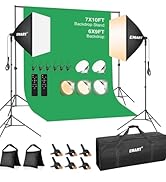 EMART 7 x 10 ft Backdrop Support System, Professional Photography Lighting Kit with 85W LED Blub,...